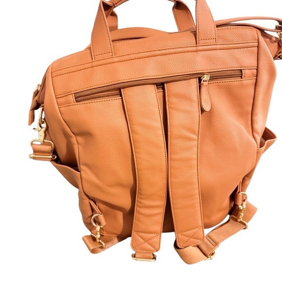 Lily Jade Cognac Leather Diaper Bag Backpack|Convertible Baby Bag Purse - Picture 2 of 5